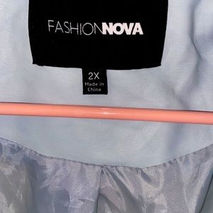 Fashion Nova- Light blue leather jacket. size- 2x